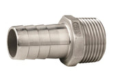 VETUS Hose connector, stainless steel (AISI 316), male thread, G1 1/2'', hose Ø 38 mm QA05MH-38